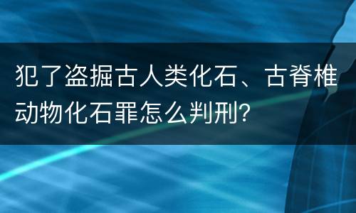 犯了盗掘古人类化石、古脊椎动物化石罪怎么判刑？