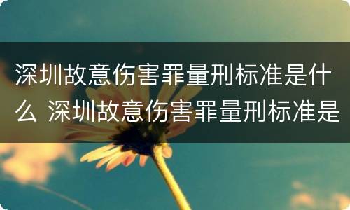 深圳故意伤害罪量刑标准是什么 深圳故意伤害罪量刑标准是什么时候定的