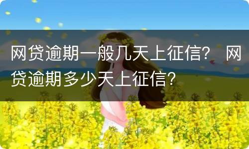 网贷逾期一般几天上征信？ 网贷逾期多少天上征信?