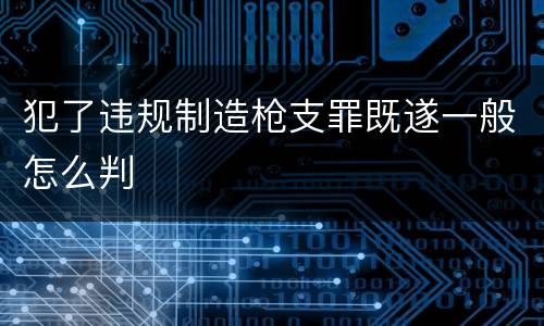 犯了违规制造枪支罪既遂一般怎么判