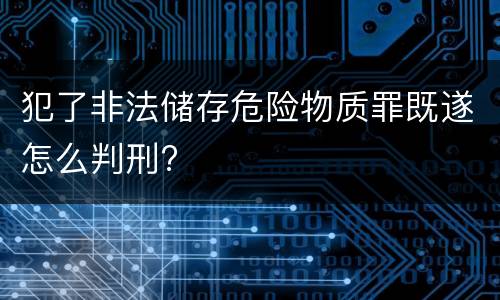 犯了非法储存危险物质罪既遂怎么判刑?
