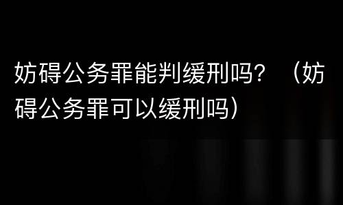 妨碍公务罪能判缓刑吗？（妨碍公务罪可以缓刑吗）