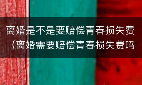 离婚是不是要赔偿青春损失费（离婚需要赔偿青春损失费吗）