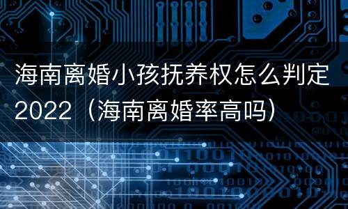 海南离婚小孩抚养权怎么判定2022（海南离婚率高吗）