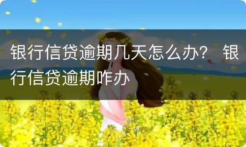 银行信贷逾期几天怎么办？ 银行信贷逾期咋办