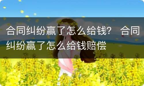 合同纠纷赢了怎么给钱？ 合同纠纷赢了怎么给钱赔偿