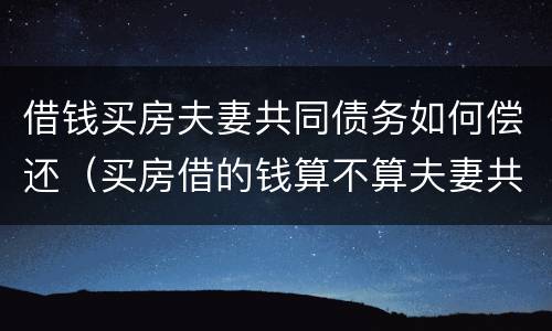 借钱买房夫妻共同债务如何偿还（买房借的钱算不算夫妻共同债务）