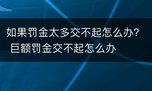 如果罚金太多交不起怎么办？ 巨额罚金交不起怎么办