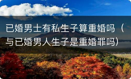已婚男士有私生子算重婚吗（与已婚男人生子是重婚罪吗）