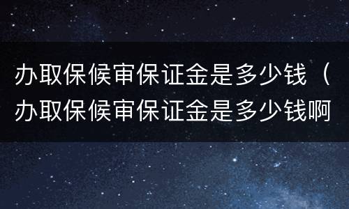 办取保候审保证金是多少钱（办取保候审保证金是多少钱啊）