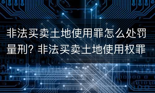 非法买卖土地使用罪怎么处罚量刑? 非法买卖土地使用权罪立案标准