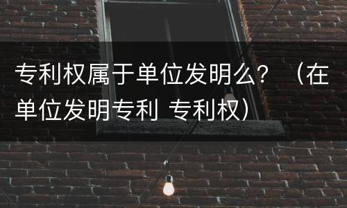 专利权属于单位发明么？（在单位发明专利 专利权）
