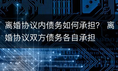 离婚协议内债务如何承担？ 离婚协议双方债务各自承担