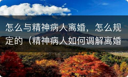 怎么与精神病人离婚，怎么规定的（精神病人如何调解离婚:与精神病人怎么离婚）