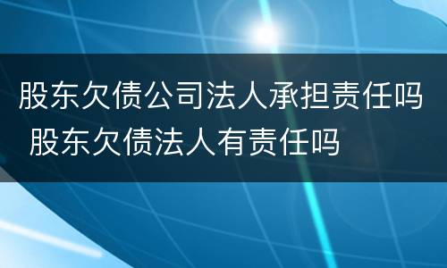 股东欠债公司法人承担责任吗 股东欠债法人有责任吗