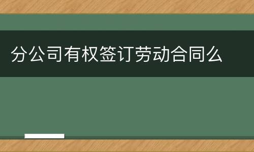 分公司有权签订劳动合同么