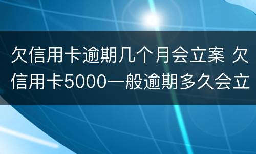 欠信用卡逾期几个月会立案 欠信用卡5000一般逾期多久会立案