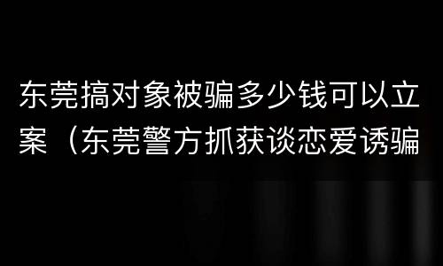 东莞搞对象被骗多少钱可以立案（东莞警方抓获谈恋爱诱骗）