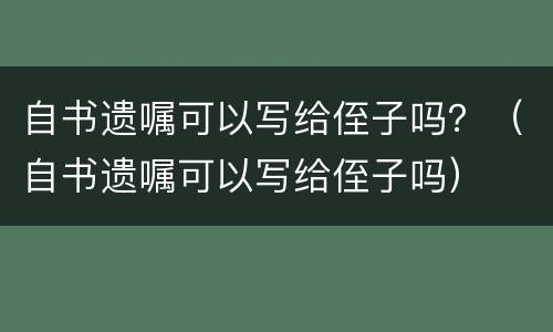 自书遗嘱可以写给侄子吗？（自书遗嘱可以写给侄子吗）
