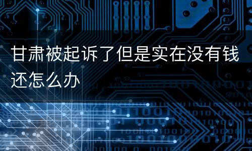 甘肃被起诉了但是实在没有钱还怎么办