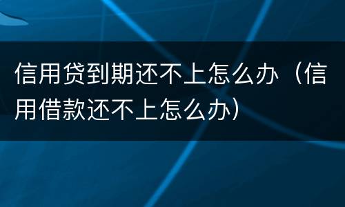 信用贷到期还不上怎么办（信用借款还不上怎么办）