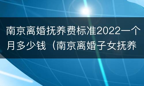 南京离婚抚养费标准2022一个月多少钱（南京离婚子女抚养费标准）