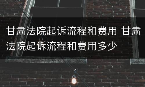 甘肃法院起诉流程和费用 甘肃法院起诉流程和费用多少