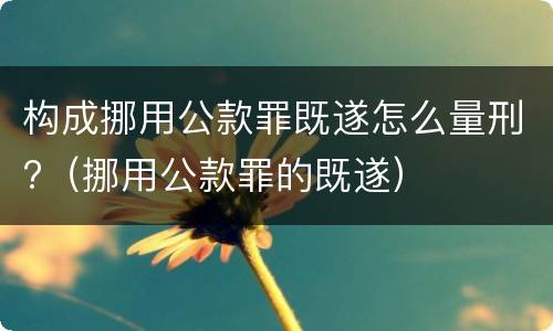构成挪用公款罪既遂怎么量刑?（挪用公款罪的既遂）