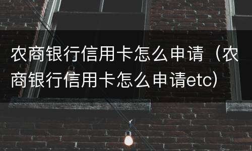 农商银行信用卡怎么申请（农商银行信用卡怎么申请etc）