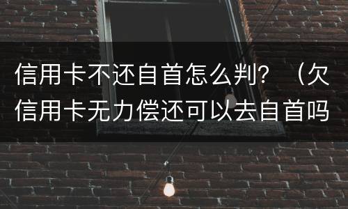 信用卡不还自首怎么判？（欠信用卡无力偿还可以去自首吗）