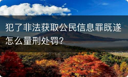 犯了非法获取公民信息罪既遂怎么量刑处罚?