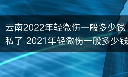云南2022年轻微伤一般多少钱私了 2021年轻微伤一般多少钱私了