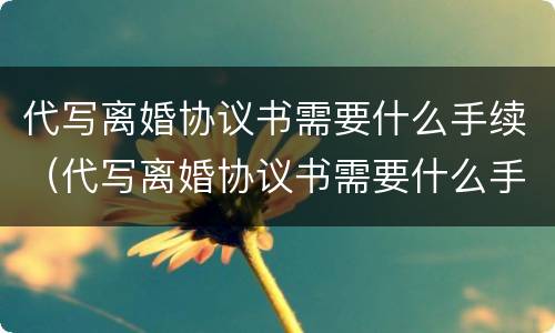 代写离婚协议书需要什么手续（代写离婚协议书需要什么手续呢）