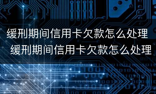 缓刑期间信用卡欠款怎么处理 缓刑期间信用卡欠款怎么处理好