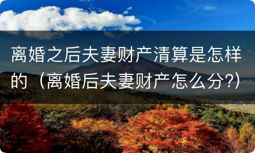 离婚之后夫妻财产清算是怎样的（离婚后夫妻财产怎么分?）