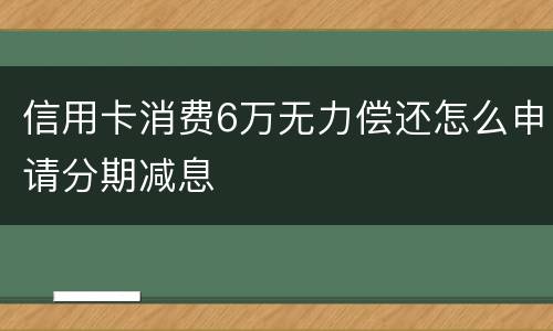 信用卡消费6万无力偿还怎么申请分期减息