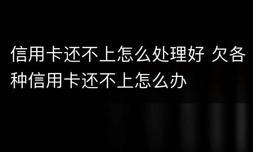 信用卡还不上怎么处理好 欠各种信用卡还不上怎么办