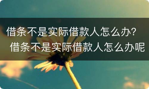 借条不是实际借款人怎么办？ 借条不是实际借款人怎么办呢