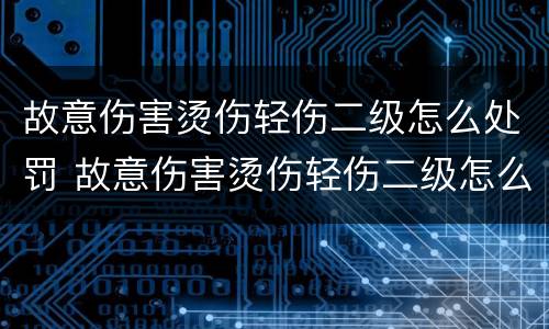故意伤害烫伤轻伤二级怎么处罚 故意伤害烫伤轻伤二级怎么处罚多少钱