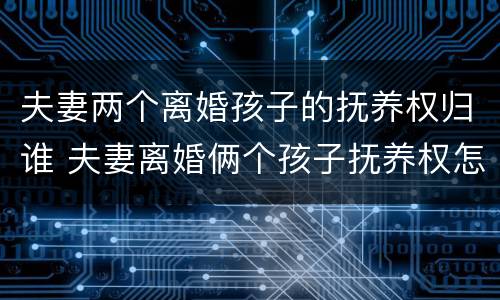 夫妻两个离婚孩子的抚养权归谁 夫妻离婚俩个孩子抚养权怎么判定