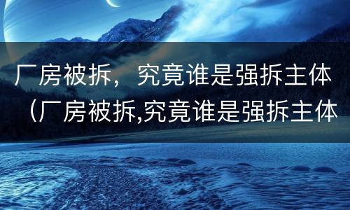 厂房被拆，究竟谁是强拆主体（厂房被拆,究竟谁是强拆主体呢）
