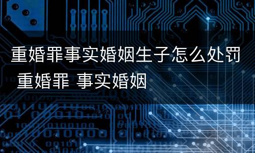 重婚罪事实婚姻生子怎么处罚 重婚罪 事实婚姻