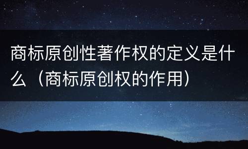 商标原创性著作权的定义是什么（商标原创权的作用）