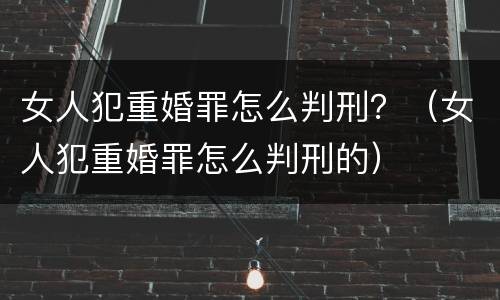 女人犯重婚罪怎么判刑？（女人犯重婚罪怎么判刑的）