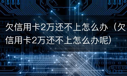 欠信用卡2万还不上怎么办（欠信用卡2万还不上怎么办呢）