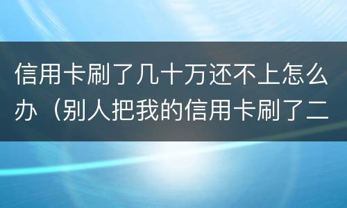 信用卡刷了几十万还不上怎么办（别人把我的信用卡刷了二十多万不还怎么办）