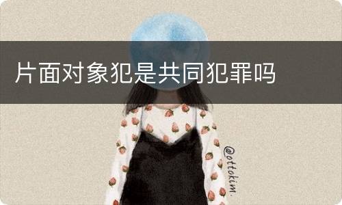 片面对象犯是共同犯罪吗