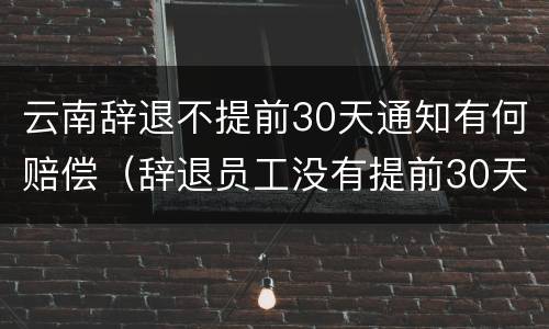 云南辞退不提前30天通知有何赔偿（辞退员工没有提前30天通知要怎么补偿）