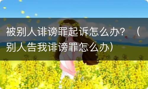 被别人诽谤罪起诉怎么办？（别人告我诽谤罪怎么办）
