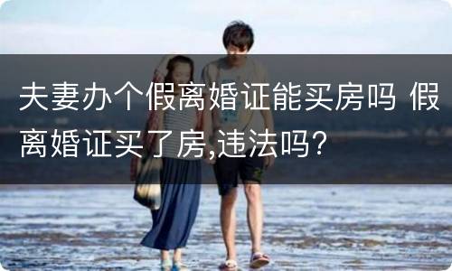 夫妻办个假离婚证能买房吗 假离婚证买了房,违法吗?